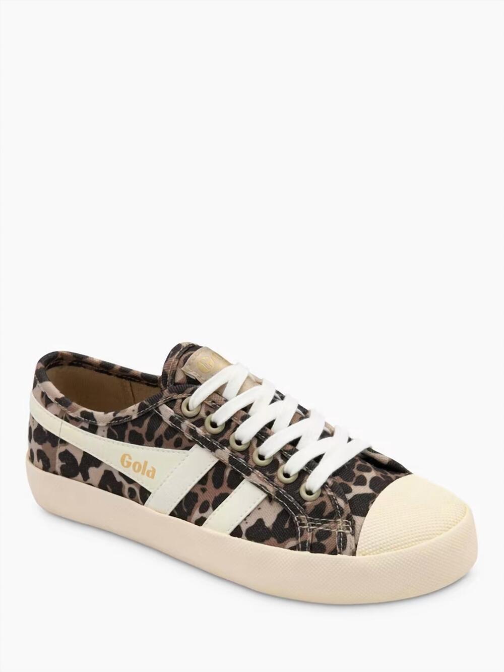 NEW GOLA women's classics coaster leopard print trainers sneakers in tan/offwhit